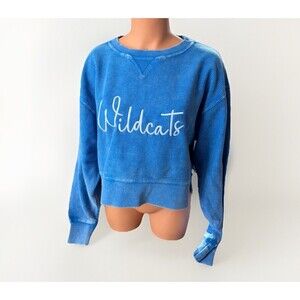 Chicka-d Blue Wildcats Boxy Corded Sweatshirt Size S New Embroidered